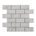 Mosaic Tile White Carrara Marble Veins Brick Ceramic Mosaic Tiles Marble Look Porcelain Tile